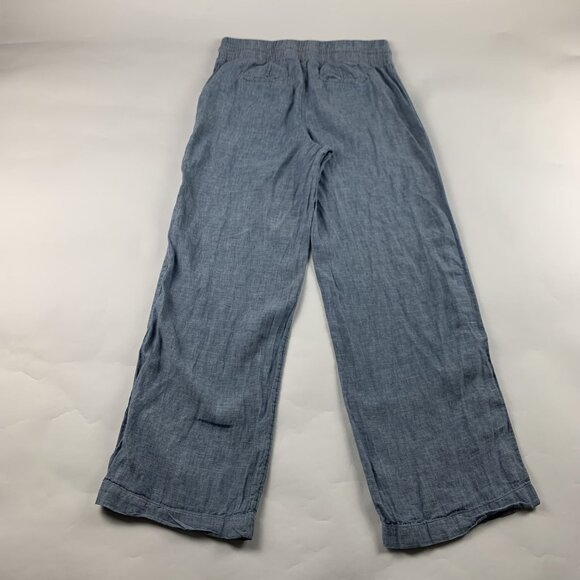 Athleta Light Blue Chambray Linen Cabo Wide Leg Pant 8 - Picture 6 of 7